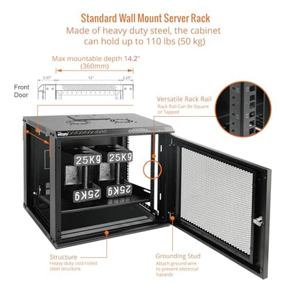 9U Wall Mount Rack Network Cabinet for 19" IT Equipment (9U/Mesh Door)