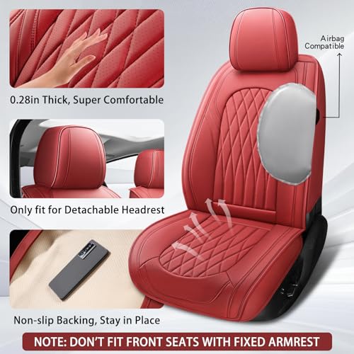 Nappa Faux Leather Car Seat Covers Full Set (Burgundy / Full Set)