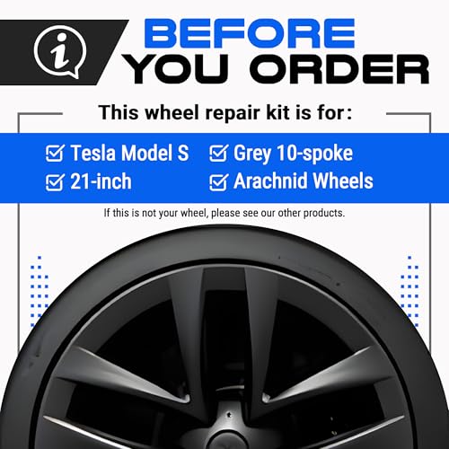 Premium Tesla Wheel Curb Rash Repair Kit for Model S 21 (Tesla Model S / 21" Grey Arachnid)