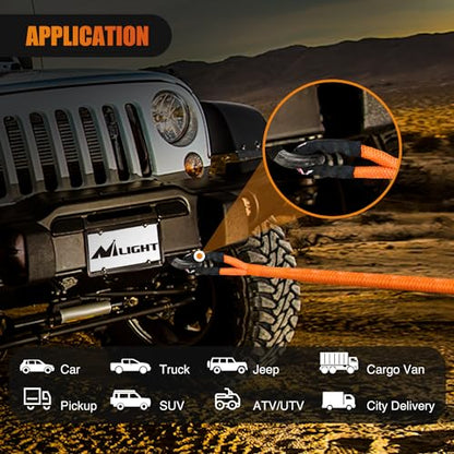 Kinetic Recovery Rope 33000 LBS 1" x 30ft Snatch Strap Heavy Duty Offroad Towing Starp Kit Vehicle Recovery kit for UTV ATV SUV Truck Car Jeep Tractor (1in x 30ft Rope / Straps)