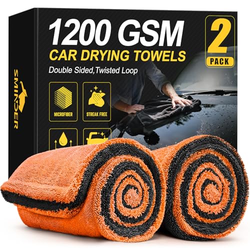 2 Pack 1200 GSM Car Drying Towels (Orange / Pack of 2)