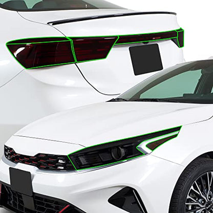 Full Headlight Taillight Reflector Sidemarker Head Tail Light Tint Kit Compatible with Kia Forte 2022 (Full Kit 22-24 / Dark Smoke)