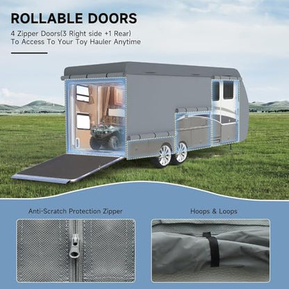 RV Cover 7 Layers Heavy Duty RV & Trailer Cover (Travel Trailer Cover(Grey) / Fits 38-40FT)