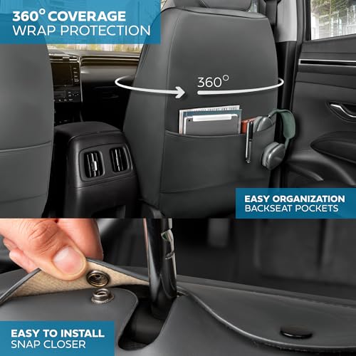 Elite Edition Faux Leather Seat Covers for Cars (Elite Fronts-Charcoal / Front Seats)