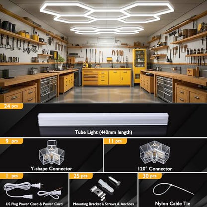 Hexagon Garage Lights (5-Girds / Non-Dimmable)