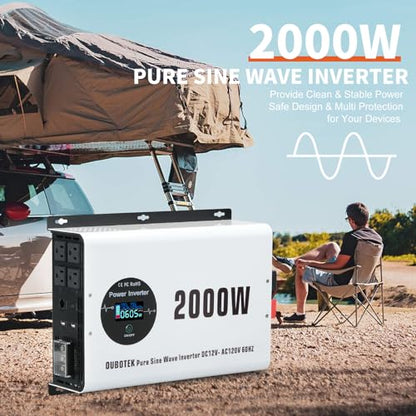 2000W Pure Sine Wave Power Inverter DC 12V to AC 120V (2000W-Wireless / 12V)