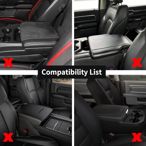 Center Console Cover Armrest Cover Cushion Fits Dodge RAM 1500 2500 3500 2009 2010 2011 2012 2013 2014 2015 2016 2017 2018 (PVC Leather-Grey / for Bucket Console 2009-2018 Ram)