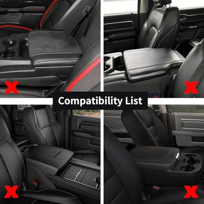 Center Console Cover Armrest Cover Cushion Fits Dodge RAM 1500 2500 3500 2009 2010 2011 2012 2013 2014 2015 2016 2017 2018 (PVC Leather-Grey / for Bucket Console 2009-2018 Ram)