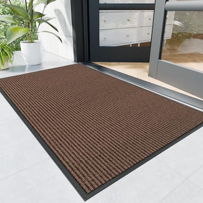 Front Door Mat (3' x 5' (Rectangular) / Brown-stripe)