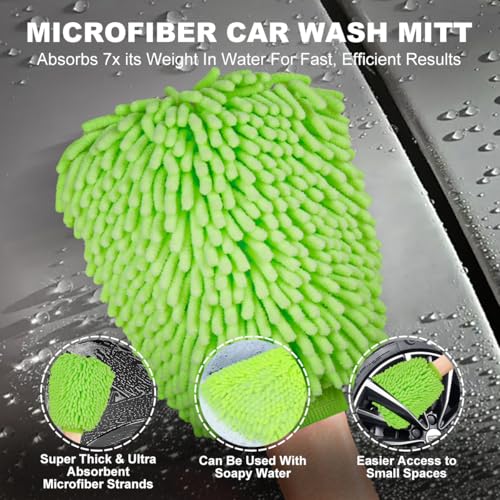 3 Pack Car Microfiber Towels with Car Wash Mitt