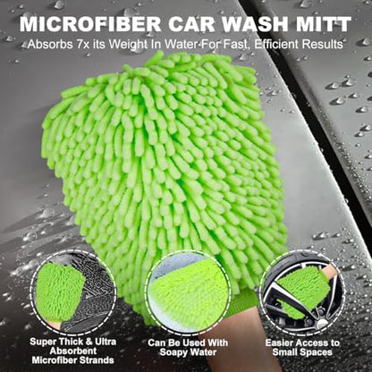 3 Pack Car Microfiber Towels with Car Wash Mitt