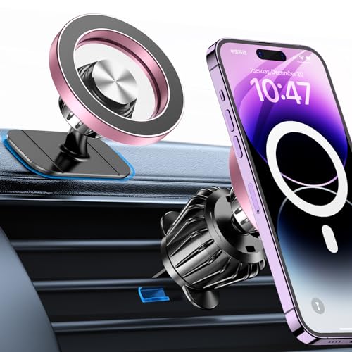 for Magsafe Car Mount【20 Strong Magnets】Magnetic Phone Holder for Car Phone Holder Mount Dash Mounted Holders Cell Phone Holders for Your Car Accessories for Women Men for iPhone 17 16 15 14 (Pink)