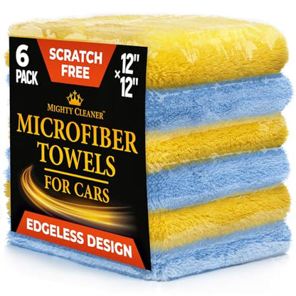 Edgeless Microfiber Car Towels (Blue and Yellow)