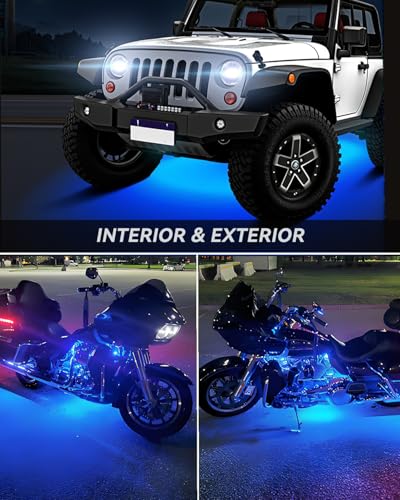 12V Led Light Strip for Car Motorcycle Golf Cart 12.5In Blue 4Pack (Blue Led Strip)