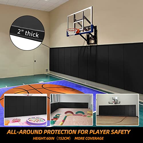 2 Pack Wall Pad 2" Thick Foam Protection Padding (60" x 20" x 2" / 2 PACK / BLACK)