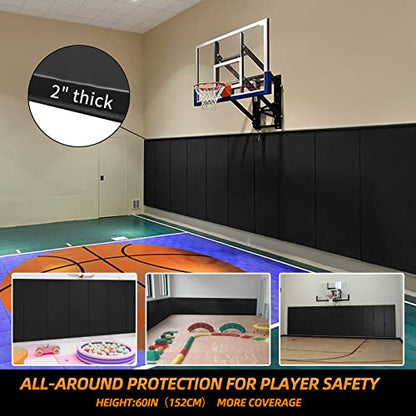 2 Pack Wall Pad 2" Thick Foam Protection Padding (60" x 20" x 2" / 2 PACK / BLACK)