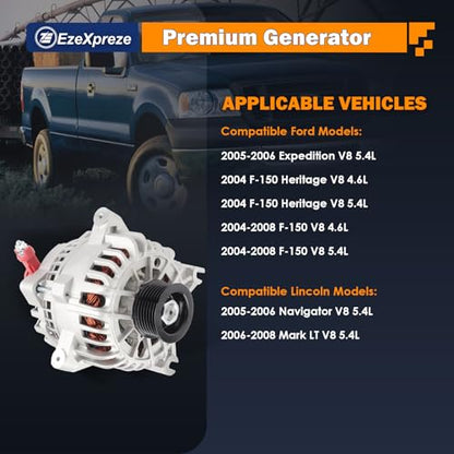 Ezexpreze 8318 New Alternator Fit for Ford F150 V8 4.6L 5.4L 2004 (8318N)