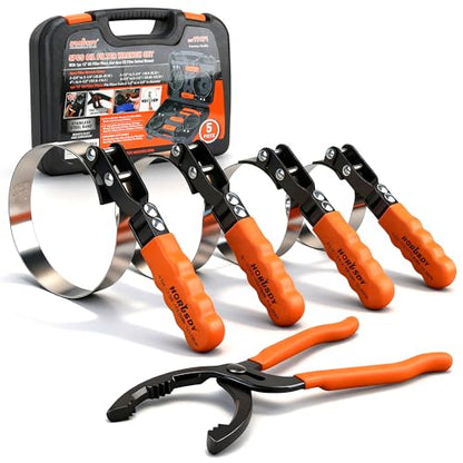 5 Piece Standard Swivel Oil Filter Wrench (Orange and Black(5-piece))