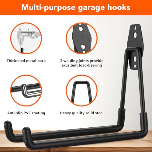 32 Pack Heavy Duty Wall Mount Garage Hooks (32 Pack Black)
