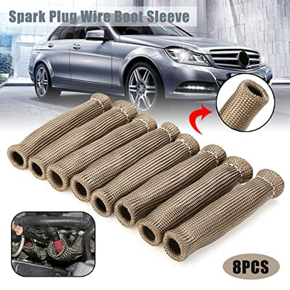 Titanium Spark Plug Wire Boots Thermal Protection Insulator Sleeve (Titanium)