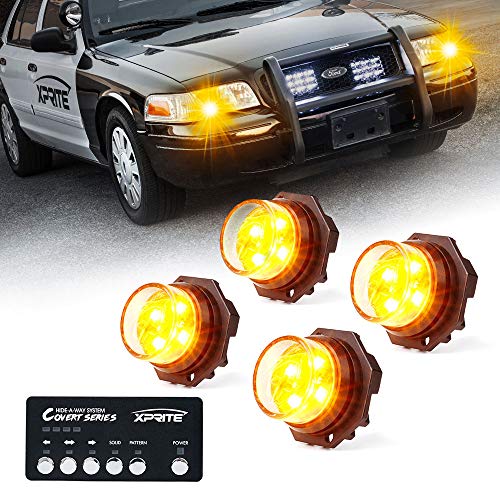 Amber LED Hideaway Strobe Lights Kit (Amber / 4 pcs)