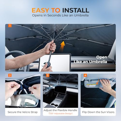 2026 Upgraded] DooGooCoo Windshield Sun Shade Umbrella for Toyota Rav4 2019 (For Toyota Rav4 2019-2026)