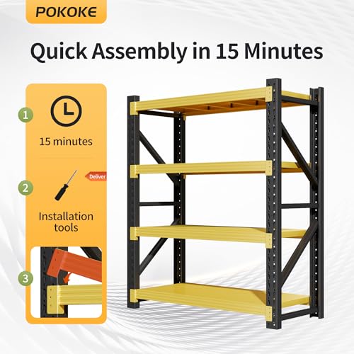 Garage Shelving Unit (Black&yellow / 19.7"D x 59.1"W x 78.7"H)