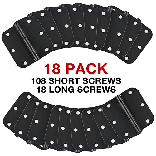 3 1 2" Matte Black Door Hinges 3.5 Inch Rounded Flat 18 Pack (Matte Black / 18 Pack)