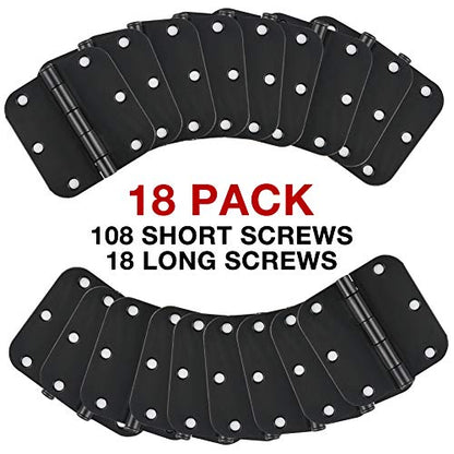 3 1 2" Matte Black Door Hinges 3.5 Inch Rounded Flat 18 Pack (Matte Black / 18 Pack)