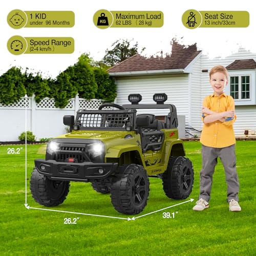 12V Kids Electric Ride On Truck Car w (Green)