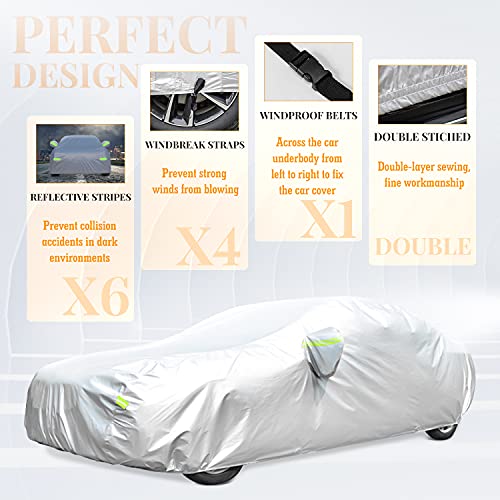Waterproof Car Cover All Weather Snowproof UV Protection Windproof (Fit Sedan 208''x78''x60''inch)