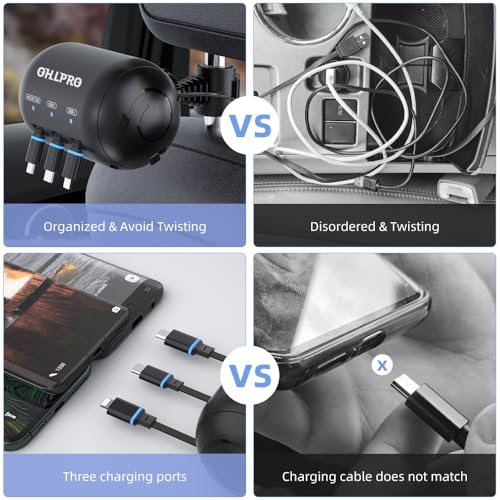Multi Car Retractable Backseat 3 in 1 Car Charging Station Box Compatible with All Phones (Standard | 3-IN-1 Charging Station)