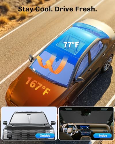 for 2026 Hyundai Palisade Windshield Sunshade for 2026 Hyundai Palisade Accessories Sunshade Foldable Sun Shield 2026 Palisade Sunshade Sun Protector Front Windows Block UV Rays (2026+ Hyundai Palisade)