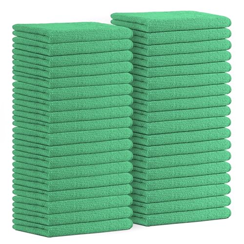 Microfiber Cleaning Cloths (Pack of 36 - 16x16 Inches / Green)