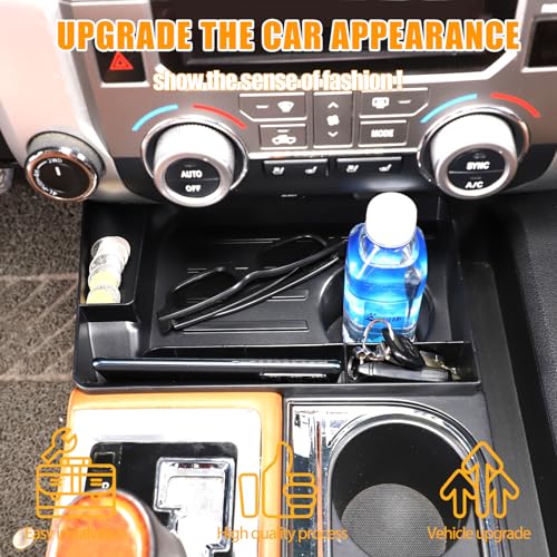 Center Console Organizer Tray ABS Black Multifunction Storage Box Fit for Toyota Tundra 2014