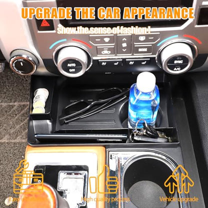 Center Console Organizer Tray ABS Black Multifunction Storage Box Fit for Toyota Tundra 2014