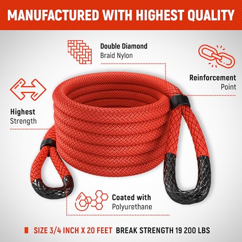 Kinetic Recovery Tow Rope 3 (3/4"x20' / Firecracker Red)