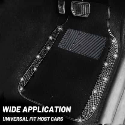 Black Bling Car Floor Mats Full Set (Black Diamond / Car Floor Mats (4 Pieces))