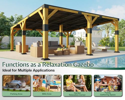 20x20x9.2 FT Heavy Duty Cedar Wood Carport for 2 Cars (20x20x9.2 FT)