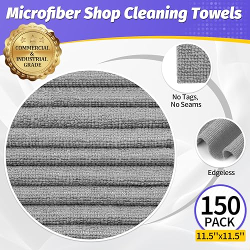 Microfiber Cleaning Cloth (Grey / 150 Pack)