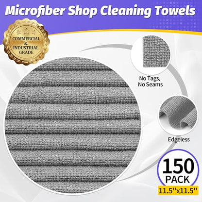 Microfiber Cleaning Cloth (Grey / 150 Pack)