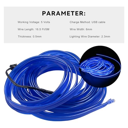 EL Wire Interior Car LED Strip Lights (Blue)