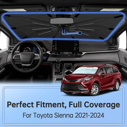 Windshield Sun Shade Umbrella for Toyota Sienna 2021 (for Toyota Sienna 2021-2024)
