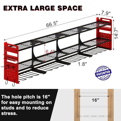 64" Garage Power Tool Wall Organizer (Red)