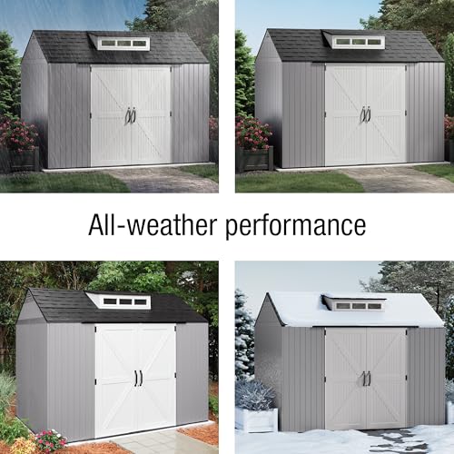 Extra Large Resin Outdoor Storage Shed With Floor (7'x10' / Gray)