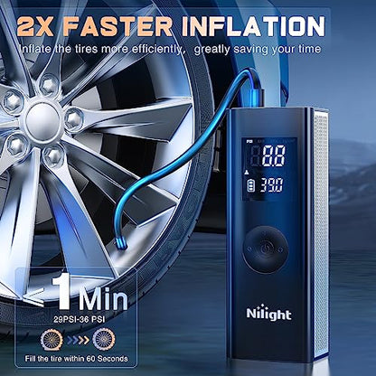 Tire Inflator Portable Air Compressor Battery Powered Rechargeable 12VDC 150PSI Cordless Tire Pump w (Cordless Tire Inflator Air Compressor)
