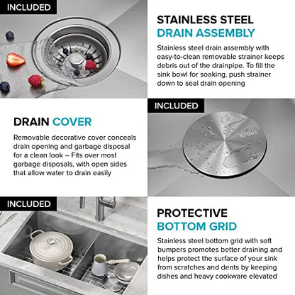 Stainless Steel 30 in Double Bowl Undermount Kitchen Sink KWU112 (Stainless Steel / 30 Inch / Double Bowl Sink)