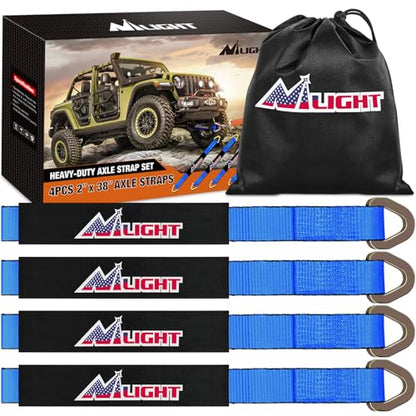 2" x 38" Axle Tie Down Straps with D (4Pcs 2in x 38in Axle Tie Down Straps Blue)