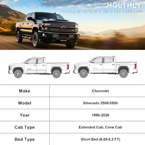 10 Layers Truck Cover Waterproof All Weather Custom Fit Chevrolet Silverado 2500 3500 Extended (Black Gray / Custom Fit for Chevrolet Silverado 2500/3500)