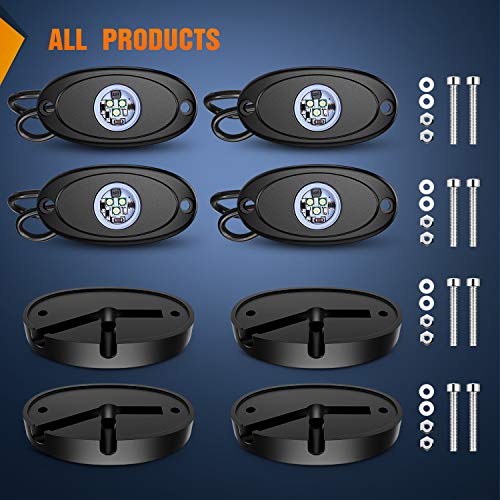 4PCS White LED Rock Lights Underglow Wheel Well Pods (White / 4Pcs Pods)